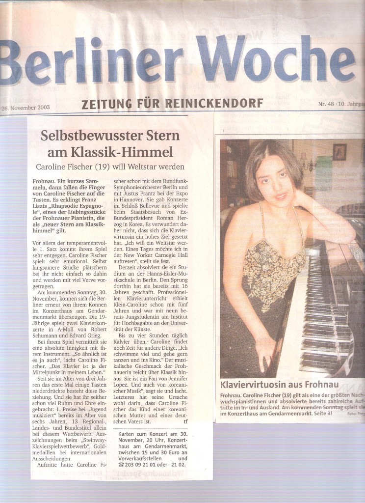 Berliner Woche, 26. November 2003 - Selbstbewusster Stern am Klassikhimmel