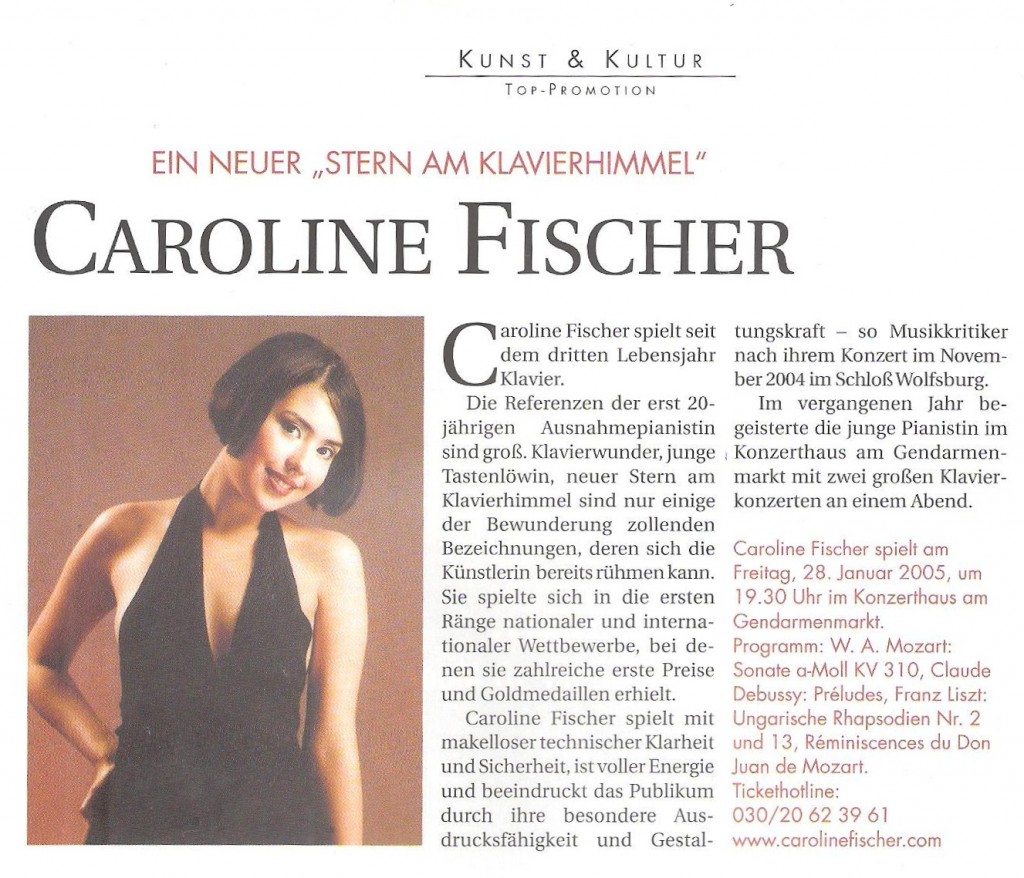 Top Magazin 2005 - Ein neuer Stern am Klavierhimmel Caroline Fischer