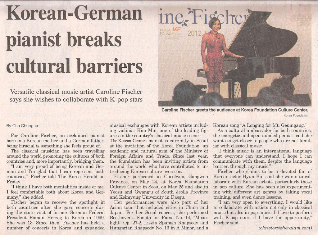 The Korea Herald, 28. May 2012 - Korean-German pianist breaks cultural barriers